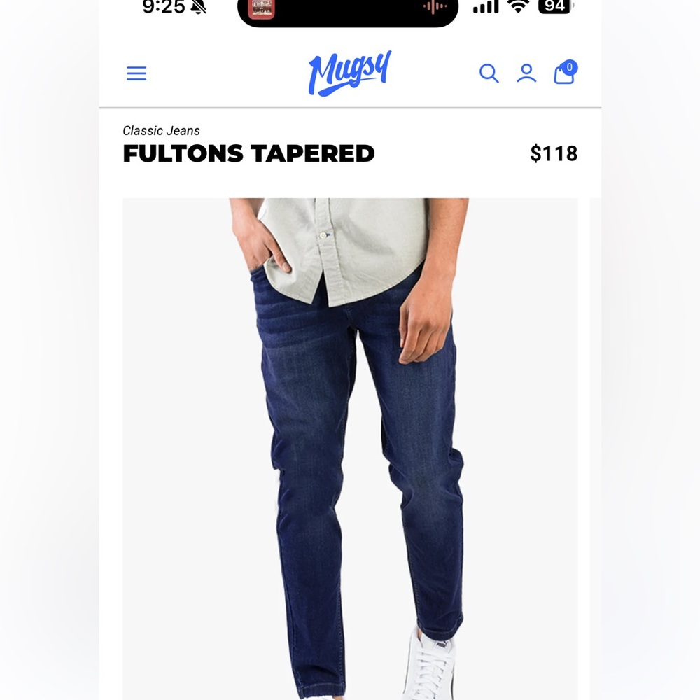 Mugsy Jeans Fulton Taper Slim Fit 34x34 - like new!